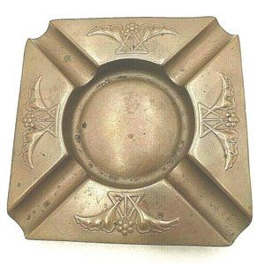ART NOUVEAU JUGENDSTYL German Ashtray Copper Brass Floral Antique As-is Estate
